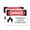 Signmission Flammable Liquids Stored Here Danger Sign, Vinyl Decal, 10in W x 7in L, 2PK OS-2PACK-DS-D-710-L-1240 - alternate 1
